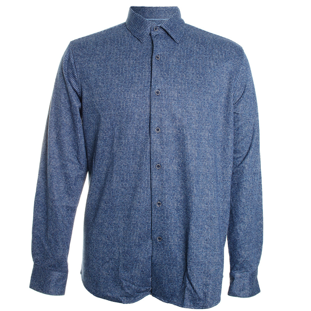 LS Patterned Indigo Knit Shirt