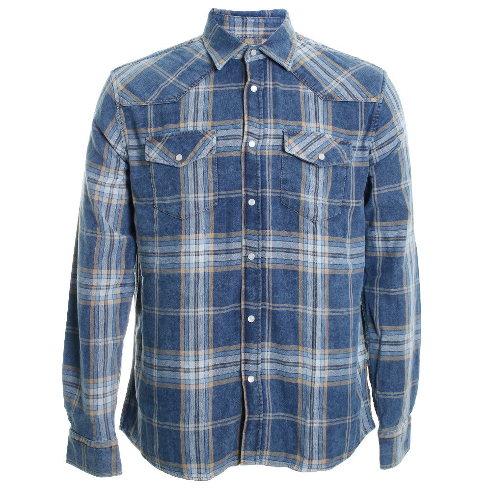 Western Vicuna Plaid Denim Shirt