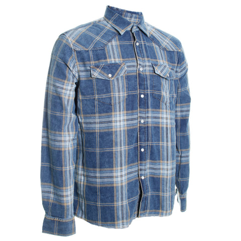 Western Vicuna Plaid Denim Shirt