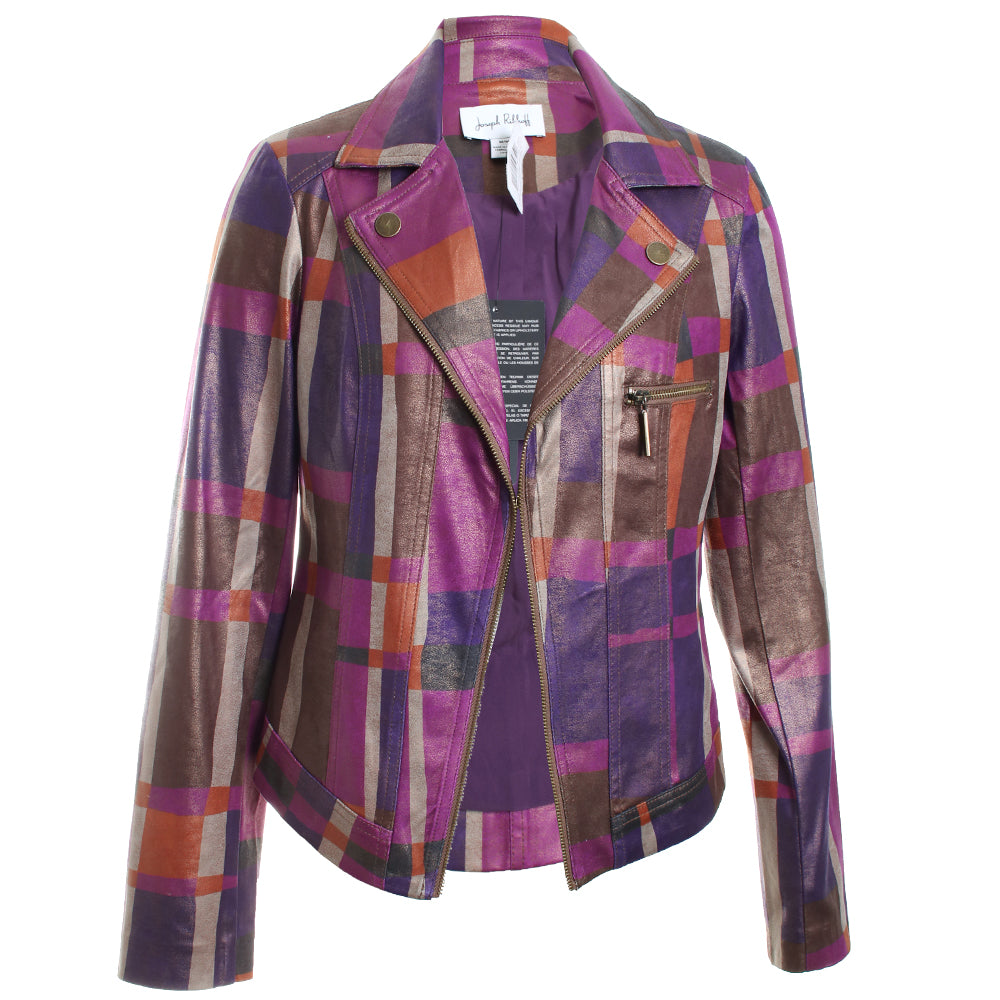 Multicolor Foiled Print Faux Suede Jacket