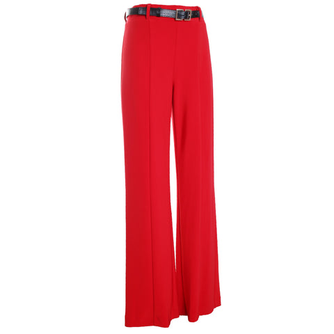 Silky Knit Belted Wide-Leg Pants