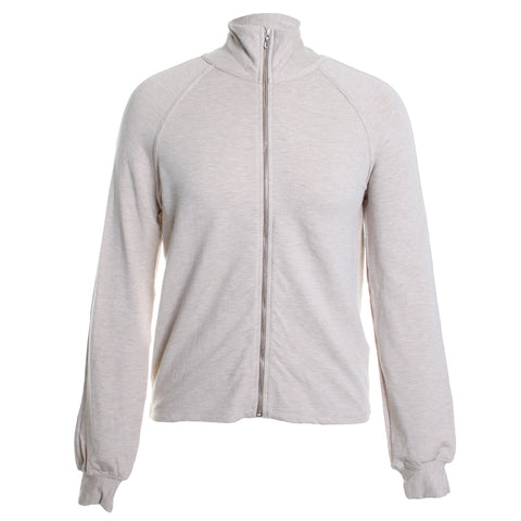 French Terry Long Sleeve Zip Front Mock Neck Jacket