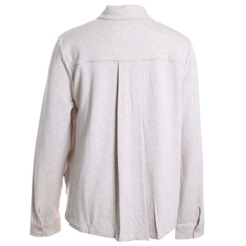 French Terry Long Sleeve Relaxed Shirt w/ Back Pleat