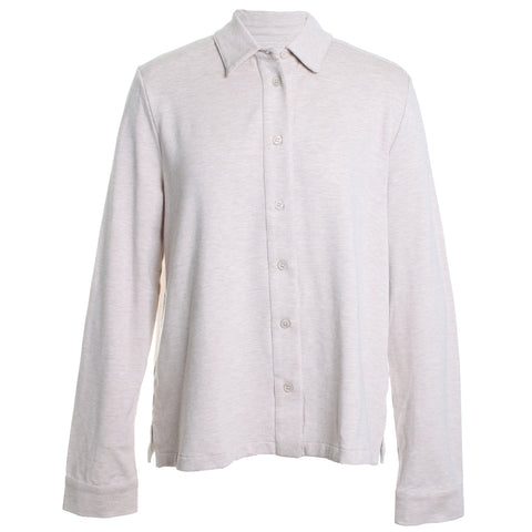 French Terry Long Sleeve Relaxed Shirt w/ Back Pleat