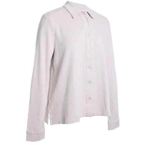 French Terry Long Sleeve Relaxed Shirt w/ Back Pleat