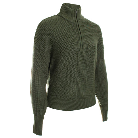 Merino Rib Half Zip Mock Neck