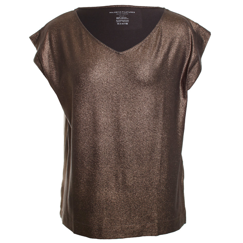 Soft Touch Metallic S/S V-Neck