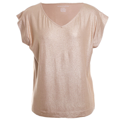 Soft Touch Metallic S/S V-Neck