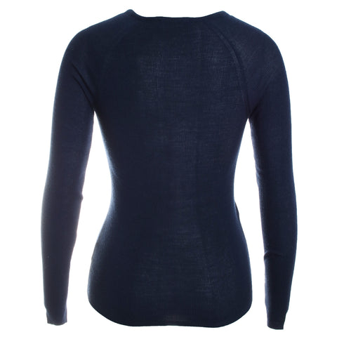 Wool Silk Micro Rib L/S V-Neck