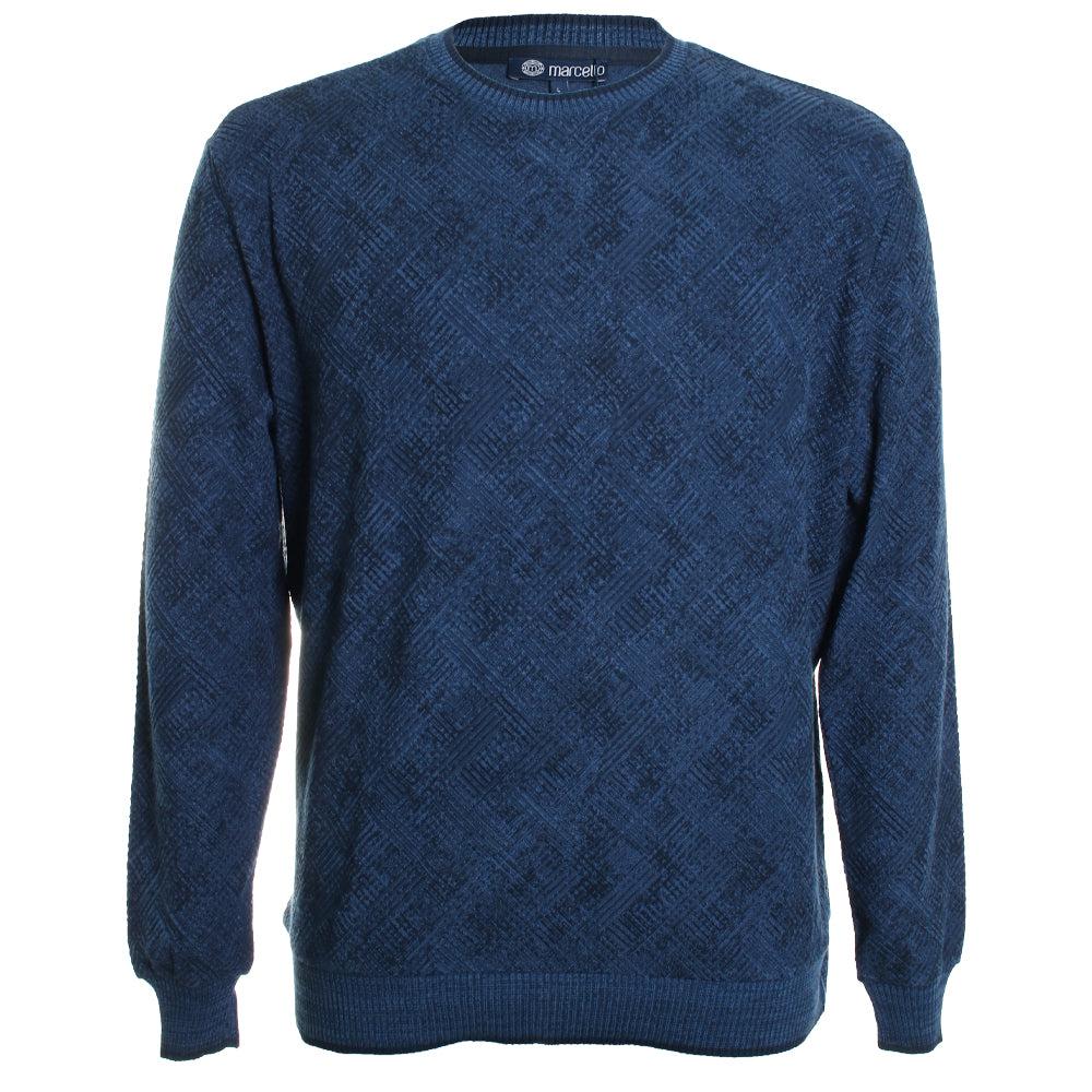 Indigo Diagonal Jacquard Sweater