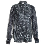 Anaconda Print Button Down Shirt w/ Chiffon Sleeves