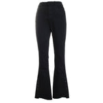 Patent Leather Button Details Straight Leg Jeans