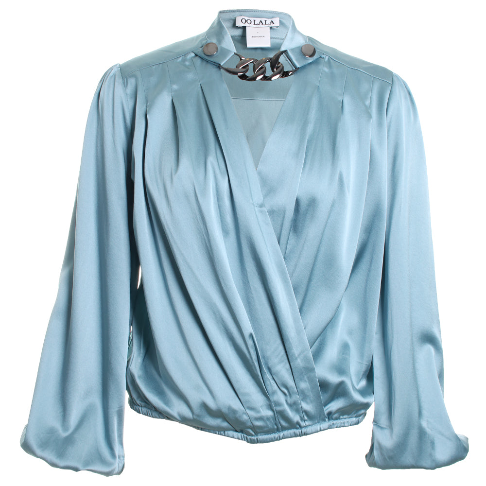 Silk Criss Cross Chain Blouse