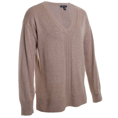 Long Sleeve V-Neck Sweater w/ Cables