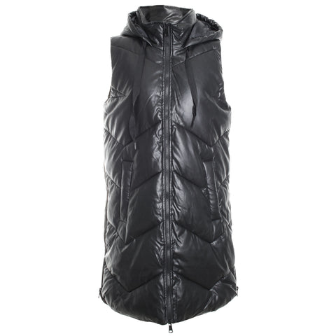 Long Sleeveless PU Puffer