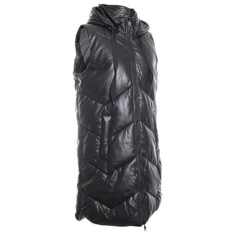 Long Sleeveless PU Puffer