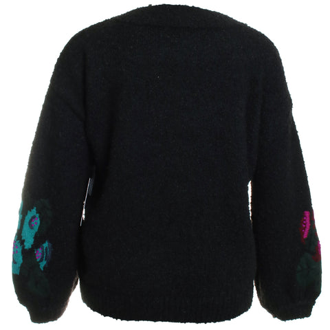 Drop Shoulder Crewneck Sweater w/ Embroidered Sleeve